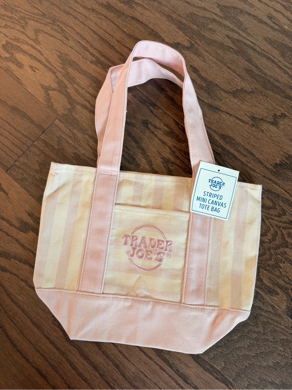 NWT Pink Trader Joe's Striped Mini Tote Bag